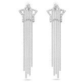 Stella Clip Earrings, Star, White, Rhodium Plated